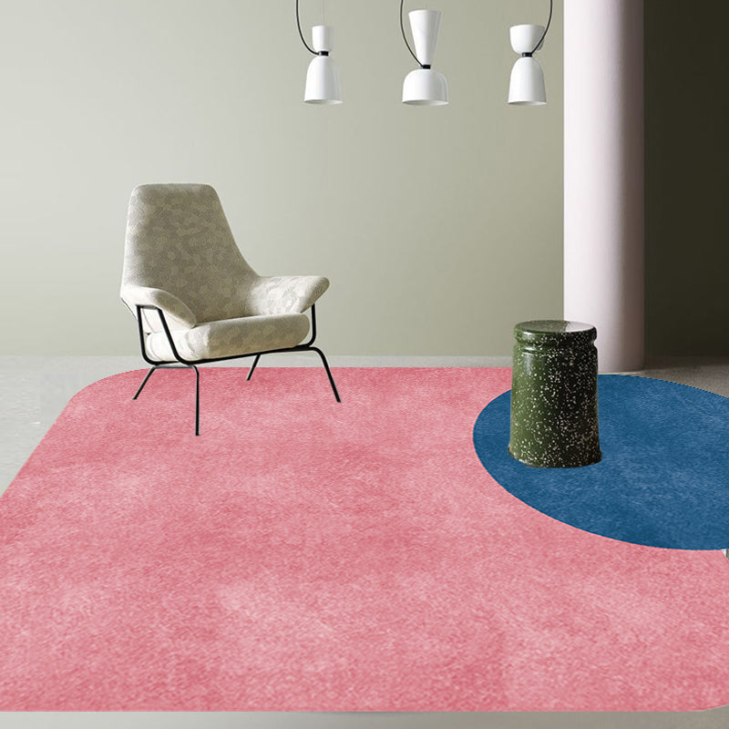 BowLift | Novelty Living Room Irregular Carpet in Gray and Pink Color Block Circle Rectangle Print Carpet Polyester Non-Slip Carpet