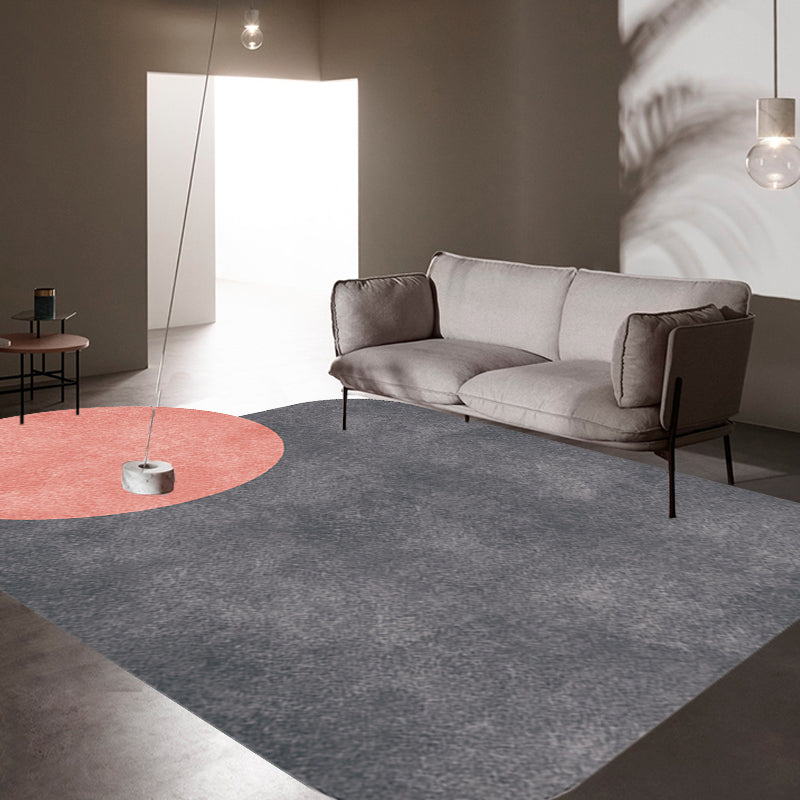 BowLift | Novelty Living Room Irregular Carpet in Gray and Pink Color Block Circle Rectangle Print Carpet Polyester Non-Slip Carpet