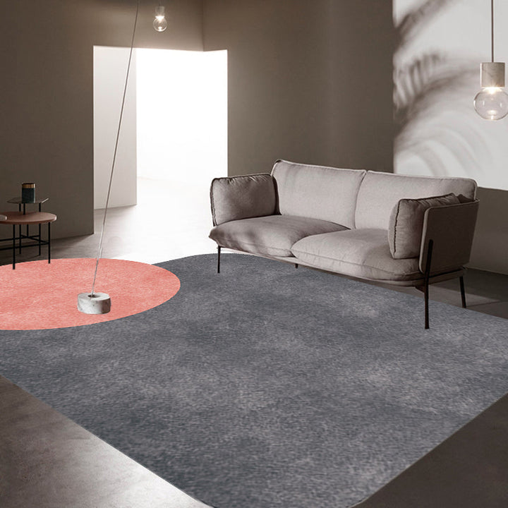 BowLift | Novelty Living Room Irregular Carpet in Gray and Pink Color Block Circle Rectangle Print Carpet Polyester Non-Slip Carpet