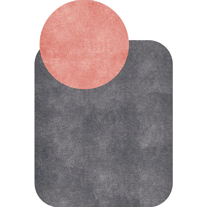 BowLift | Novelty Living Room Irregular Carpet in Gray and Pink Color Block Circle Rectangle Print Carpet Polyester Non-Slip Carpet