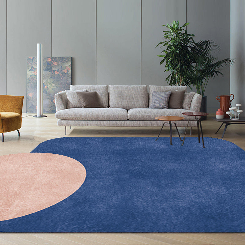 BowLift | Novelty Living Room Irregular Carpet in Gray and Pink Color Block Circle Rectangle Print Carpet Polyester Non-Slip Carpet
