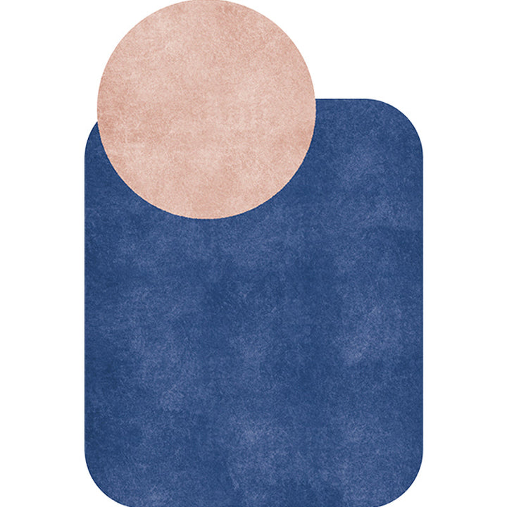 BowLift | Novelty Living Room Irregular Carpet in Gray and Pink Color Block Circle Rectangle Print Carpet Polyester Non-Slip Carpet