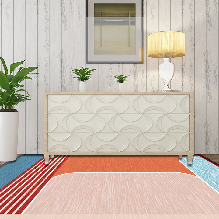 Pink and Brown Bedroom Rug Modern Color Block Geometric Pattern Area Rug Polyester Stain Resistant Rug | Bowlift