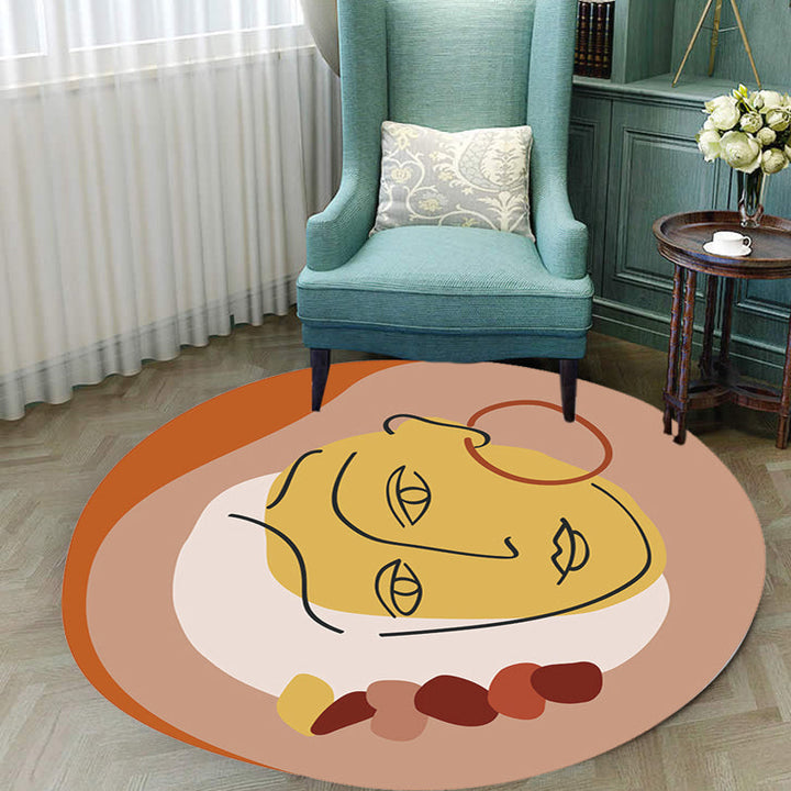 BowLift | Novelty Living Room Irregular Carpet in Brown Abstract Virgo Print Carpet Polyester Non-Slip Carpet
