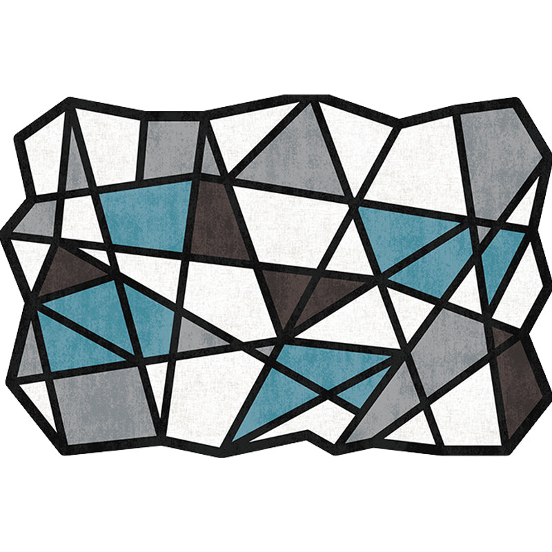 BowLift | Novelty Living Room Irregular Rug in Black and White Geometric Fan Design Rug Polyester Pet-Friendly Area Rug