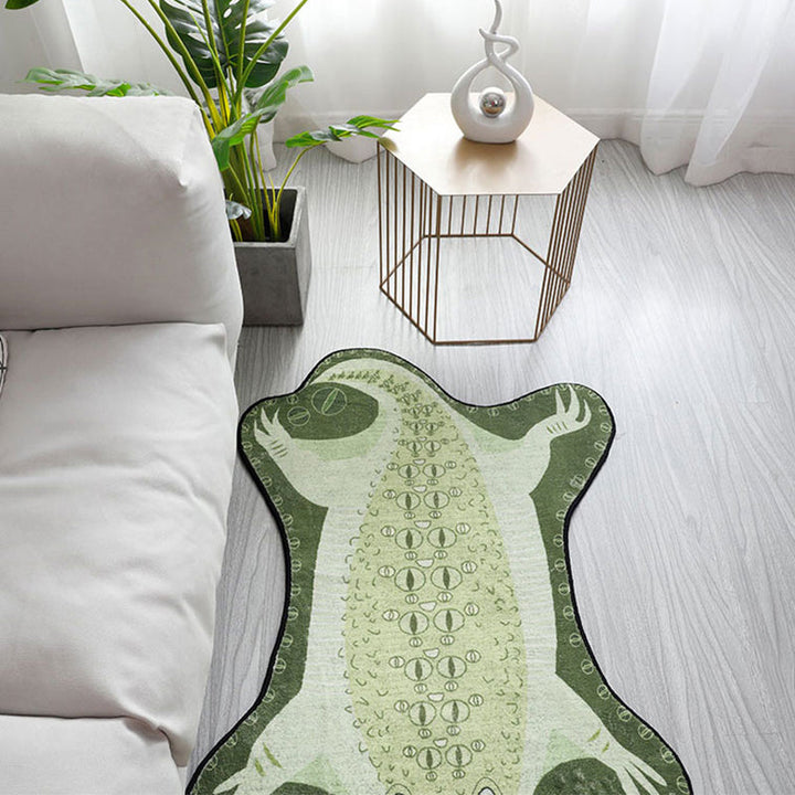 BowLift | Green Irregular Carpet Nursery Kids Animal Crocodile Pattern Area Rug Polyester Stain Resistant Carpet
