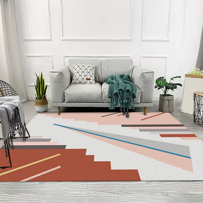 Unique Colorblock Geometric Pattern Rug Polyester Modernist Rug Pet-Friendly Non-Slip Back Rug for the Living Room | Bowlift