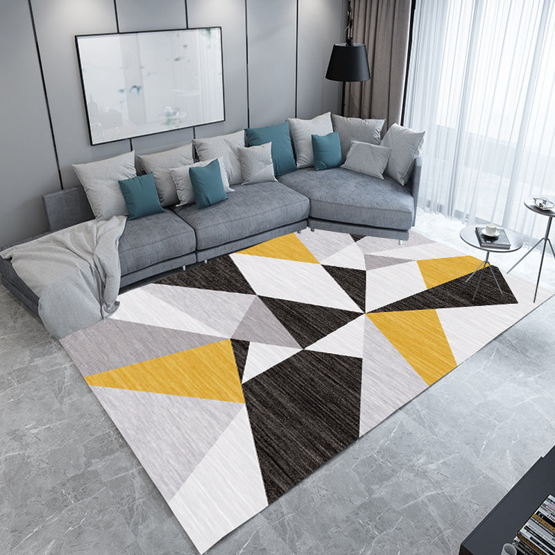 Unique Colorblock Geometric Pattern Rug Polyester Modernist Rug Pet-Friendly Non-Slip Back Rug for the Living Room | Bowlift
