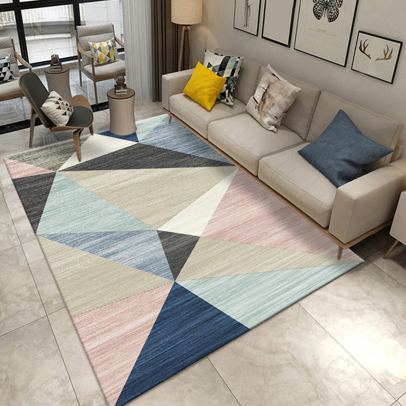 Unique Colorblock Geometric Pattern Rug Polyester Modernist Rug Pet-Friendly Non-Slip Back Rug for the Living Room | Bowlift