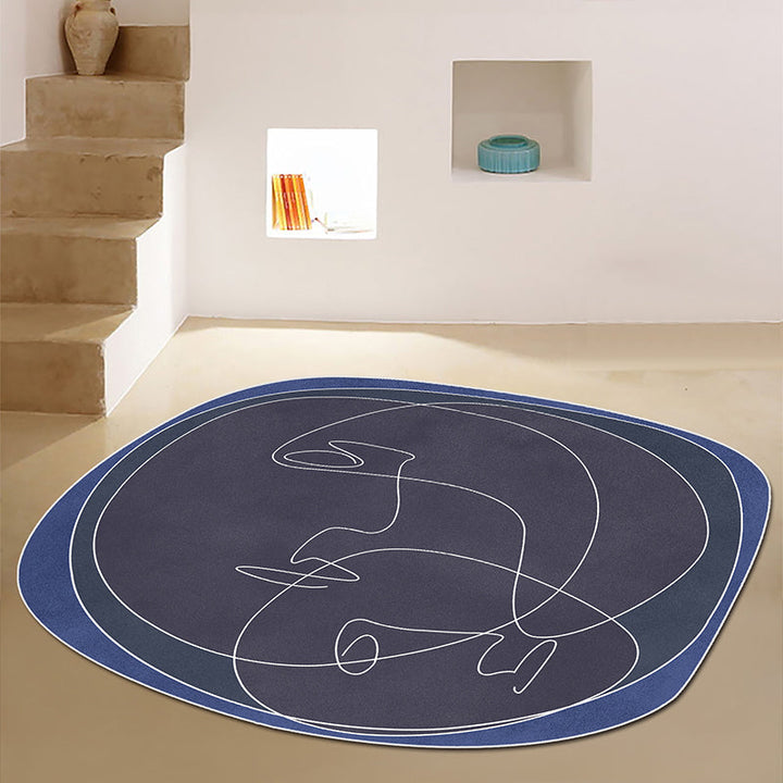 Black and orange irregular rug bedroom novelty abstract hand-painted pattern rug polyester machine washable rug | Bowlift