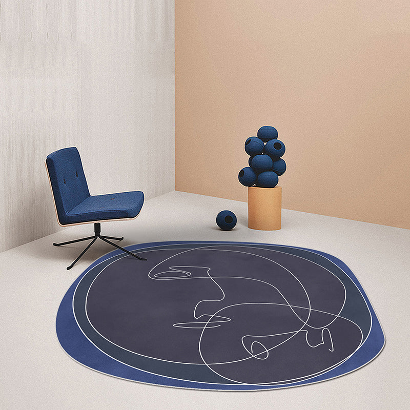 Black and orange irregular rug bedroom novelty abstract hand-painted pattern rug polyester machine washable rug | Bowlift