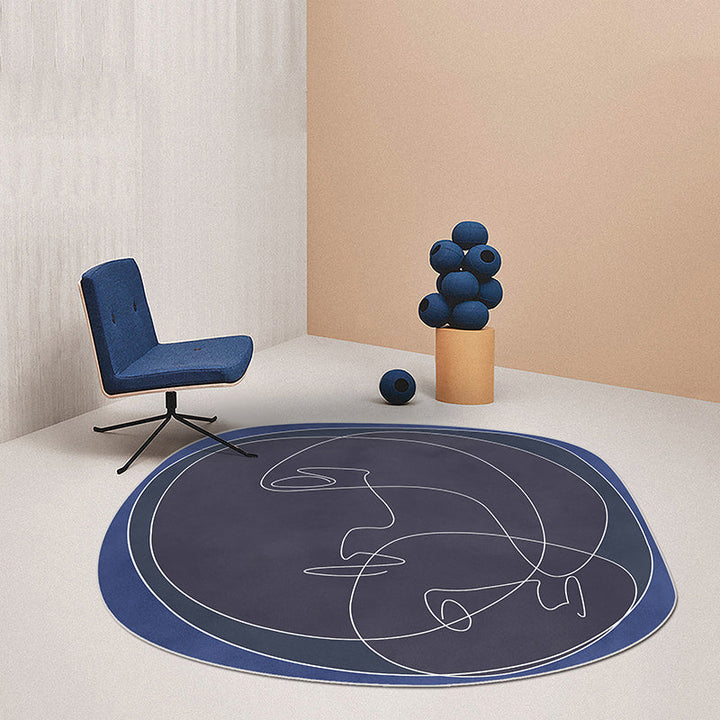 Black and orange irregular rug bedroom novelty abstract hand-painted pattern rug polyester machine washable rug | Bowlift