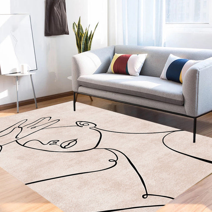 BowLift | Contemporary Figure Pattern Carpet Multicolor Polyester Carpet Washable Pet Friendly Area Rug for Bedroom