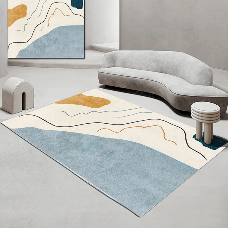 Stylish casual carpet polyester color block carpet pet-friendly non-slip backing washable rug for the living room | Bowlift