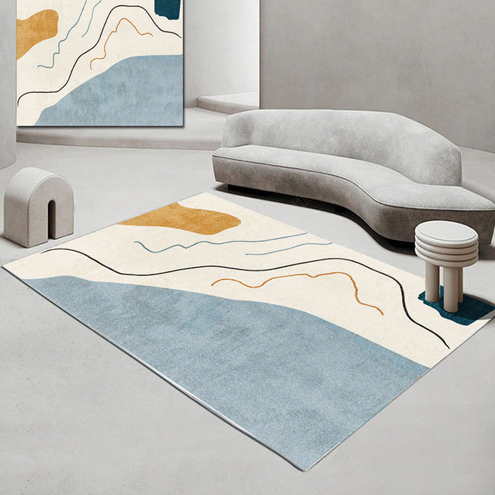 Stylish casual carpet polyester color block carpet pet-friendly non-slip backing washable rug for the living room | Bowlift