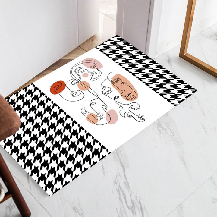 BowLift | Pink Houndstooth Pattern Carpet Polyester Modernist Carpet Pet-Friendly Non-Slip Back Carpet for Living Room