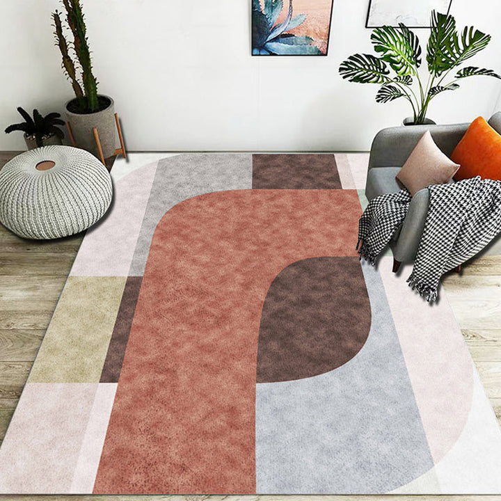 Stylish color block geometric pattern rug polyester modernist rug pet-friendly non-slip backing rug for the living room | Bowlift