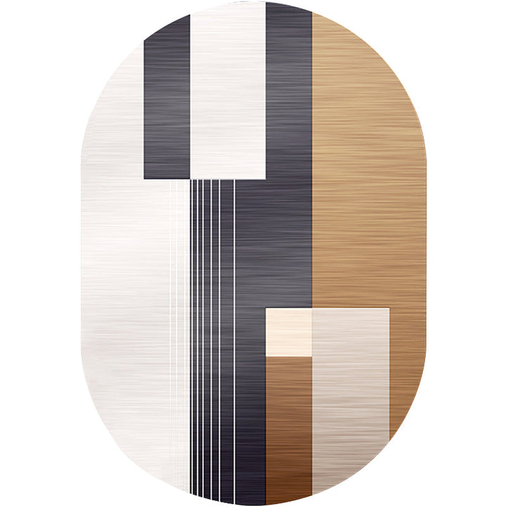 BowLift | Novelty living room rug in brown and ivory color box print rug polyester stain-resistant rug