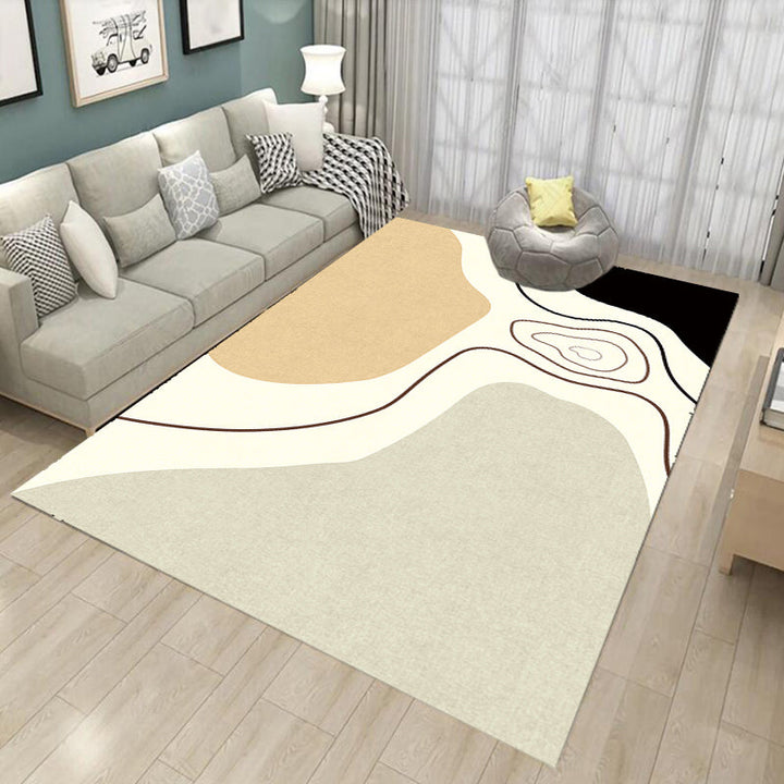 BowLift | Novelty Abstract Area Rug Beige Polyester Rug Non-Slip Back Washable Pet Friendly Area Rug for Living Room