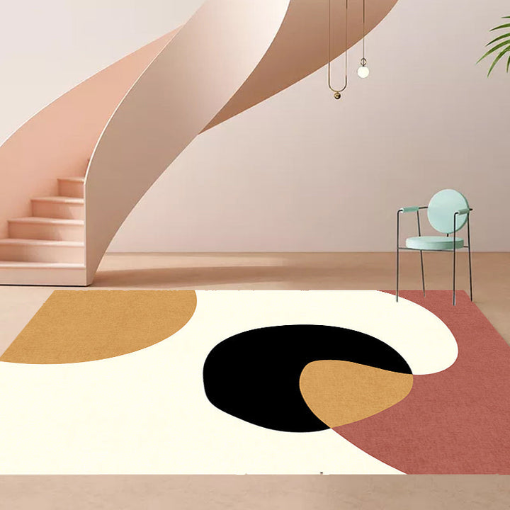 BowLift | Novelty Abstract Area Rug Beige Polyester Rug Non-Slip Back Washable Pet Friendly Area Rug for Living Room
