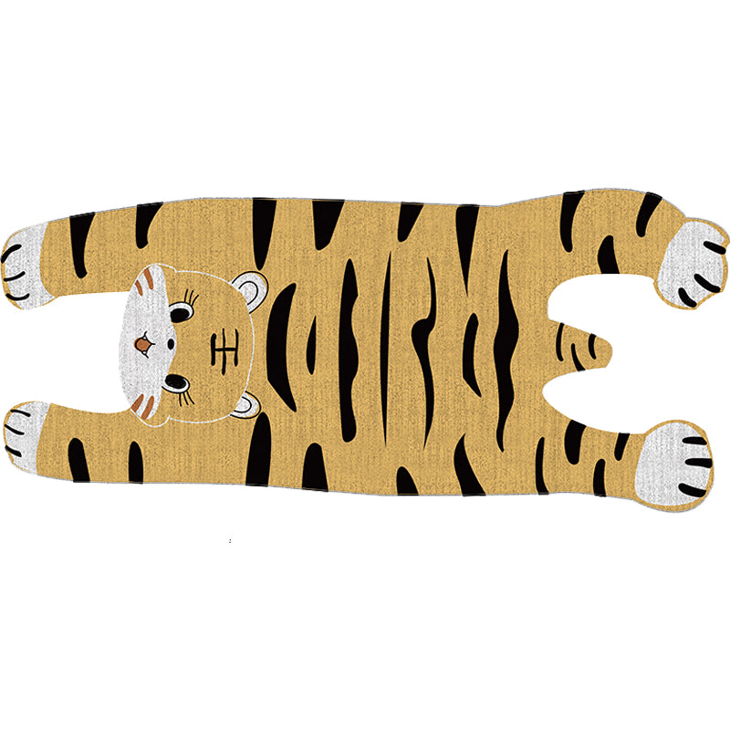 BowLift | Gray and Yellow Irregular Carpet Children's Room Animal Tiger Pattern Rug Polyester Pet Friendly Carpet