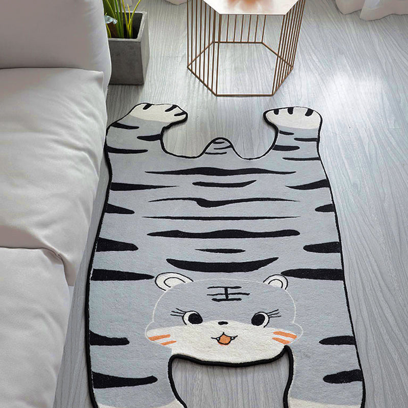 BowLift | Gray and Yellow Irregular Carpet Children's Room Animal Tiger Pattern Rug Polyester Pet Friendly Carpet