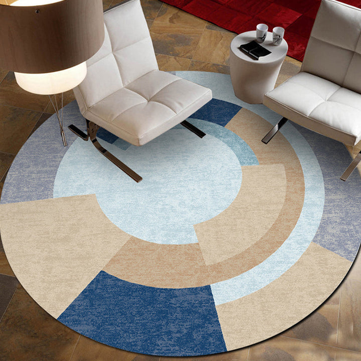 Novelty Concentrated Circles Pattern Carpet Multicolor Polyester Carpet Pet-Friendly Washable Carpet for Living Room | Bowlift