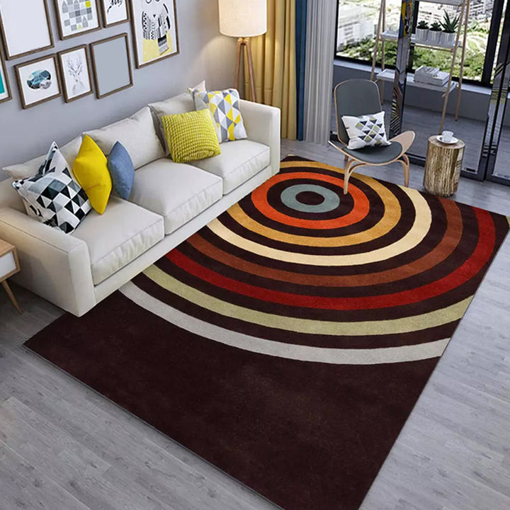 Casual color block geometric pattern rug Multicolor polyester rug washable non-slip pet-friendly rug for the living room | Bowlift
