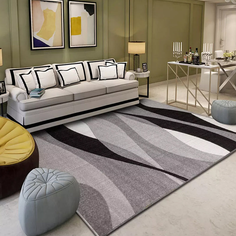 Fancy Colorblock Geometric Pattern rug with swirl stripes Polyester Nordic rug pet-friendly non-slip back rug for living room | Bowlift