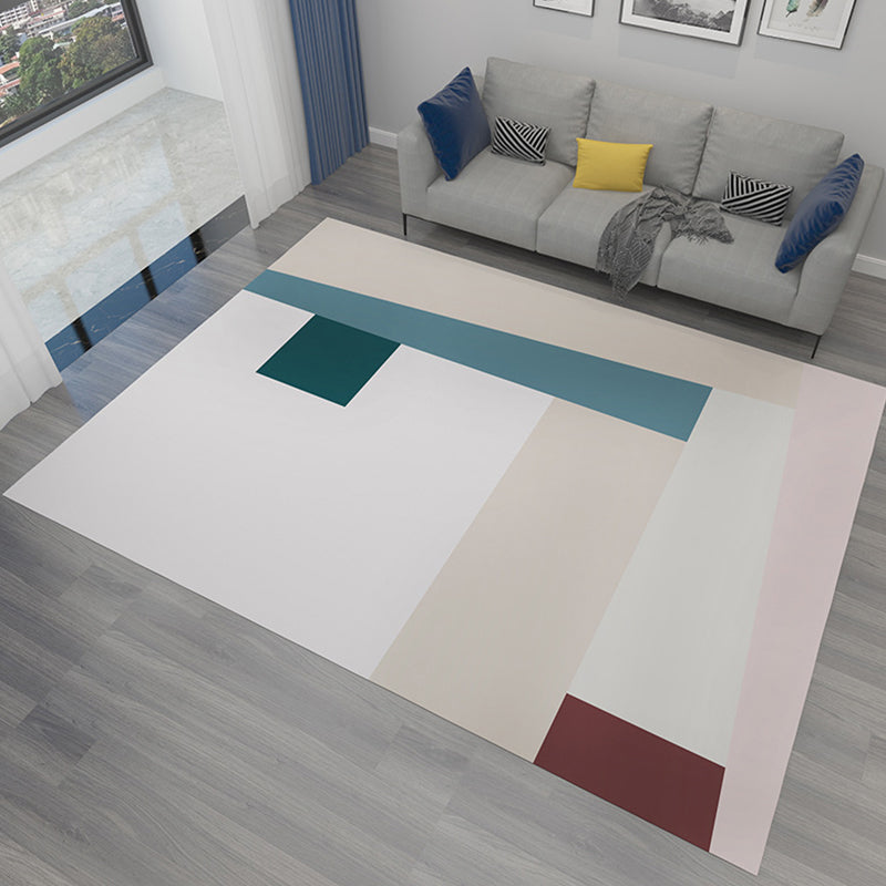 Minimalist Colorblock Rug Pink Flannel Rug Washable Pet-Friendly Non-Slip Area Rug for the Living Room | Bowlift