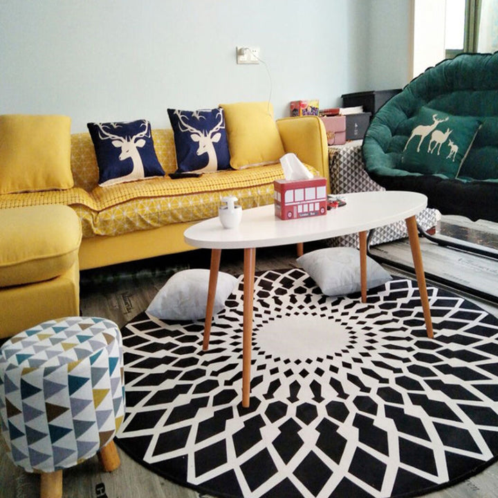 Modernist Living Room Rug Geometric Pattern Rug Polyester Washable Non-Slip Pet-Friendly Area Rug | Bowlift