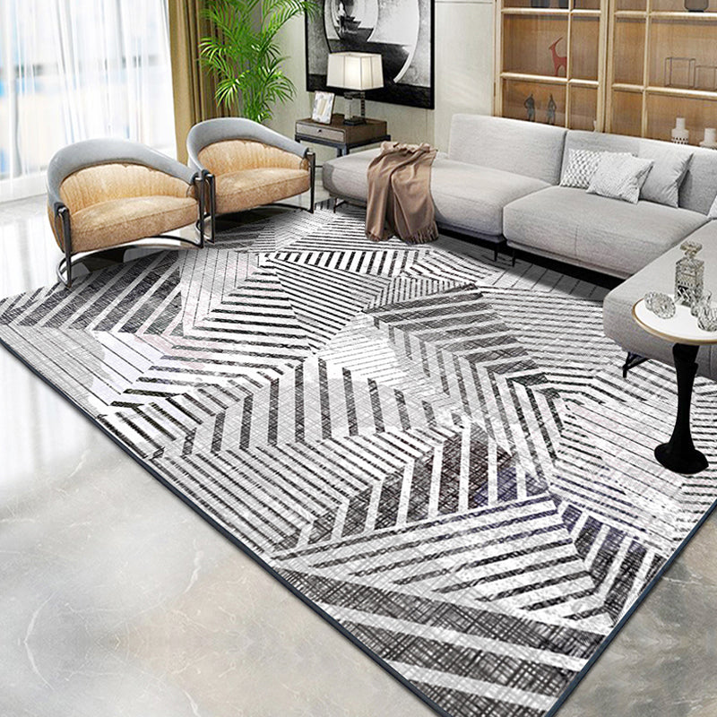 Contemporary Living Room Rug Yellow and Green Striped Pattern Rug Polyester Washable Non-Slip Pet-Friendly Area Rug | Bowlift