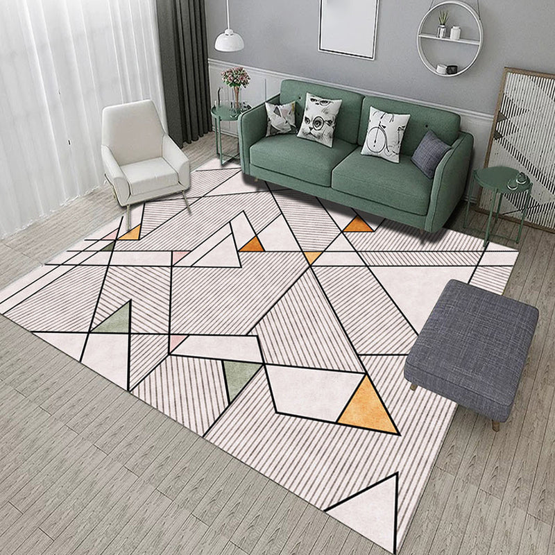 Contemporary Living Room Rug Yellow and Green Striped Pattern Rug Polyester Washable Non-Slip Pet-Friendly Area Rug | Bowlift