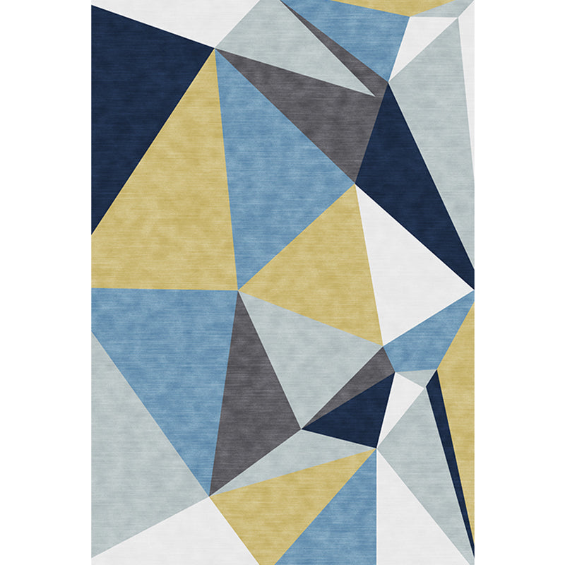 New Arrival Color Block Geometric Pattern Rug Blue Polyester Rug Washable Pet-Friendly Non-Slip Rug for the Living Room | Bowlift