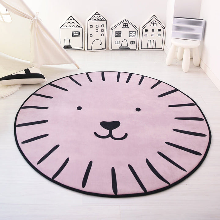 BowLift | Unique Animal Pattern Rug Pink and Blue Kids Rug Polyester Pet Friendly Washable Non-Slip Back Area Rug for Children's Room