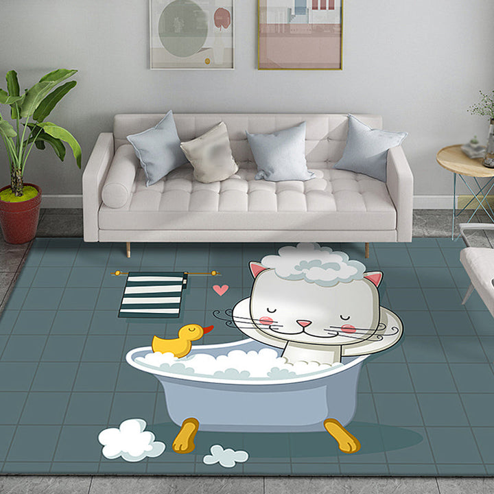 BowLift | Funky Cartoon Bear Pattern Carpet Multicolor Kids Carpet Polyester Pet Friendly Washable Area Rug for Nursery