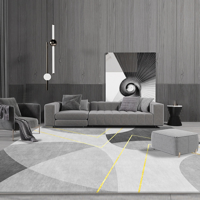 Unique abstract rug blue and gray contemporary rug polyester pet-friendly washable rug for the living room | Bowlift
