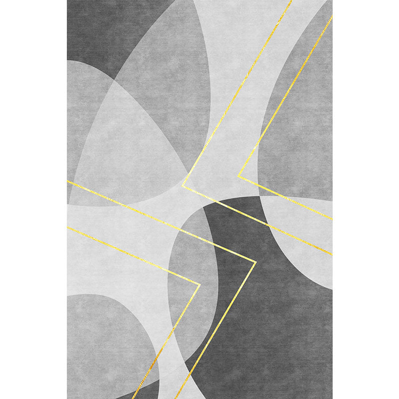 Unique abstract rug blue and gray contemporary rug polyester pet-friendly washable rug for the living room | Bowlift