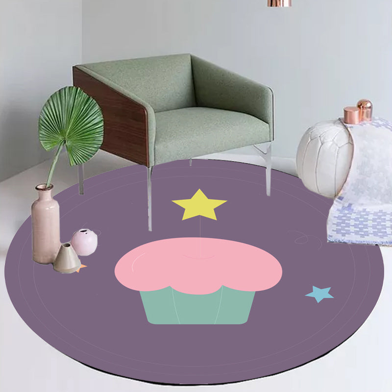 BowLift | Novelty Cake Pattern Rug Brown and Purple Kids Rug Polyester Pet Friendly Washable Area Rug for the Children's Room