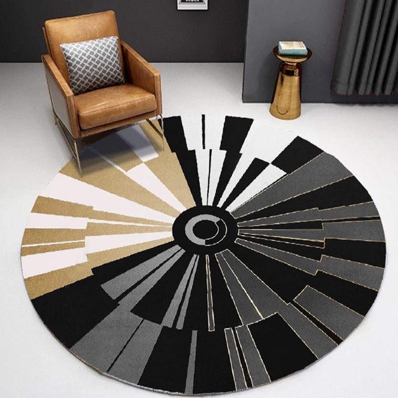 Unique multicolored contemporary carpet made of polyester with geometric circle pattern non-slip, pet-friendly carpet for the living room | Bowlift