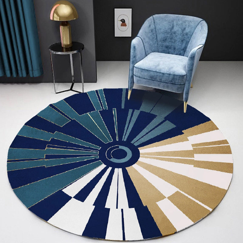 Unique multicolored contemporary carpet made of polyester with geometric circle pattern non-slip, pet-friendly carpet for the living room | Bowlift