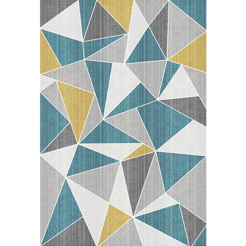 Unusual geometric pattern rug Blue and Gray Modern rug Polyester Washable Pet-friendly non-slip rug for the living room | Bowlift