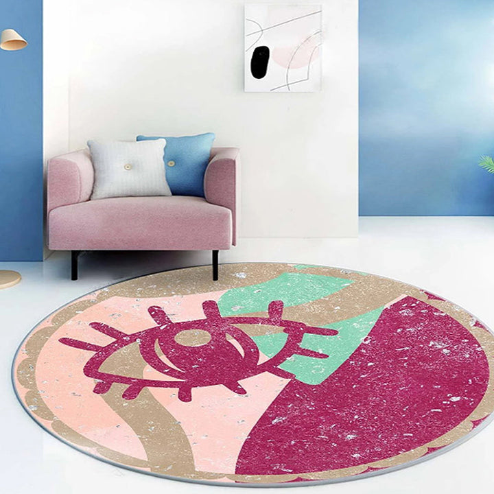 Elegant Modernism Rug Purple Multicolor Abstract Lipstick Pattern Rug Washable Pet-Friendly Rug for the Bedroom | Bowlift