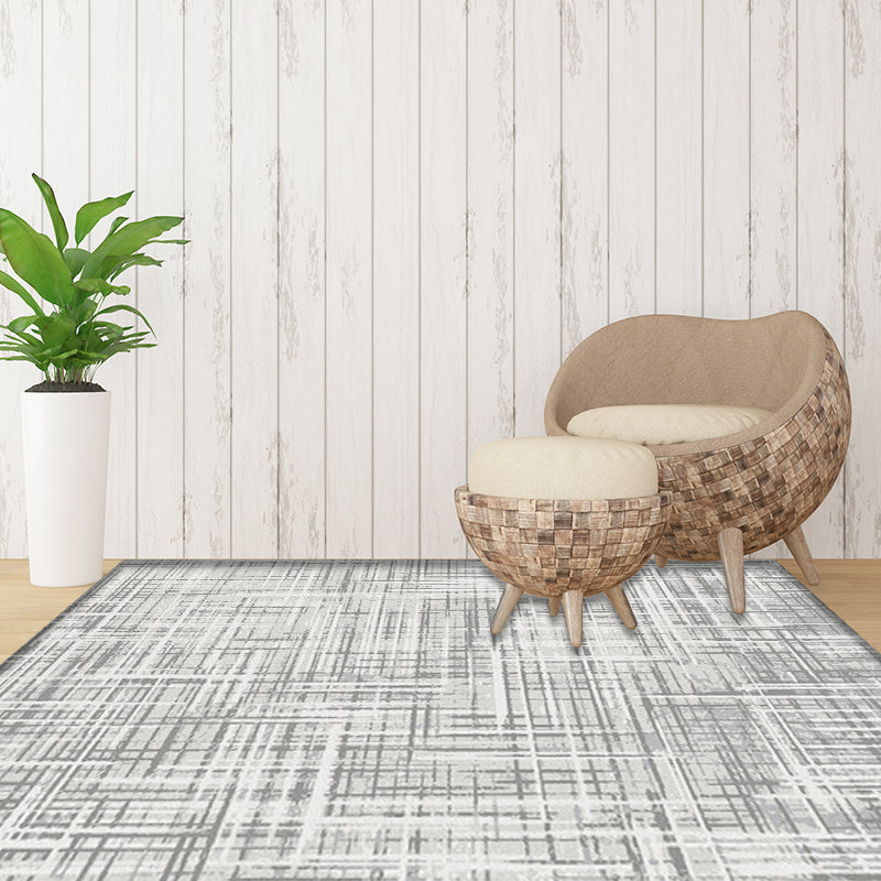 Gray Modernist Carpet Polyester Striped Pattern Carpet Pet-friendly Washable Non-slip Back Carpet for Living Room | Bowlift