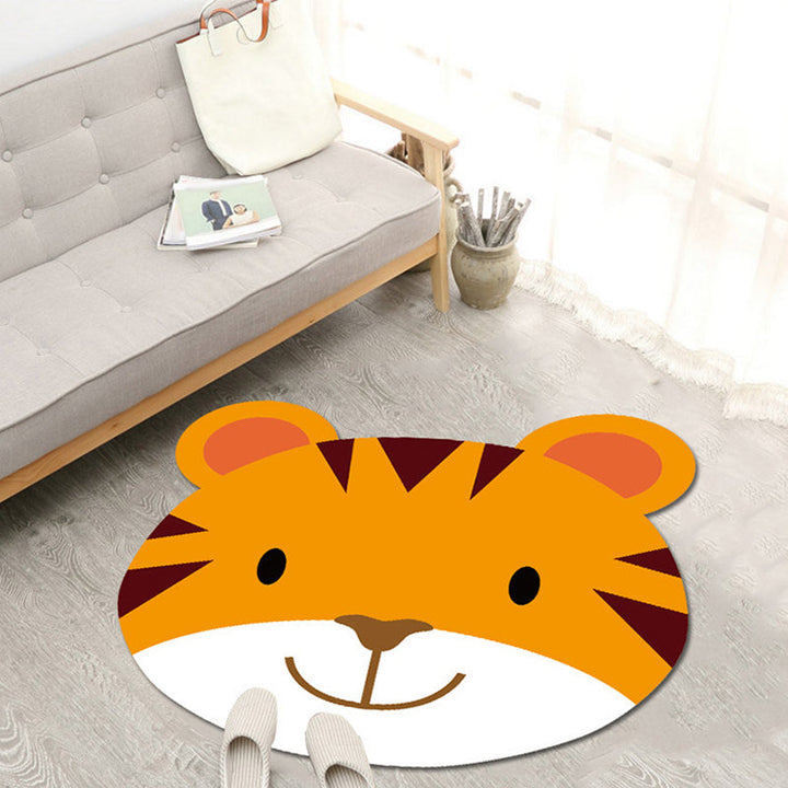 BowLift | Children's Cartoon Animal Pattern Rug Green and Blue Polyester Rug Washable Pet-Friendly Non-Slip Area Rug for the Children's Room