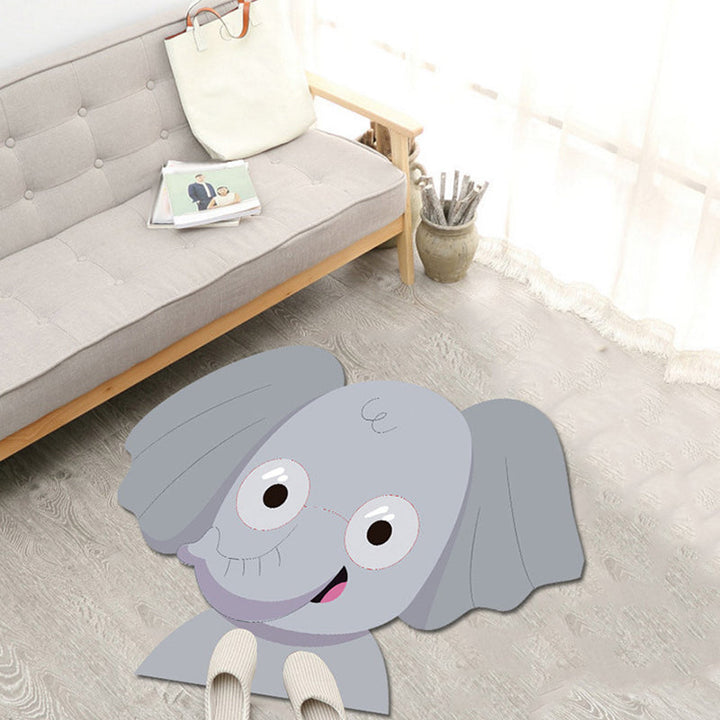 BowLift | Children's Cartoon Animal Pattern Rug Green and Blue Polyester Rug Washable Pet-Friendly Non-Slip Area Rug for the Children's Room
