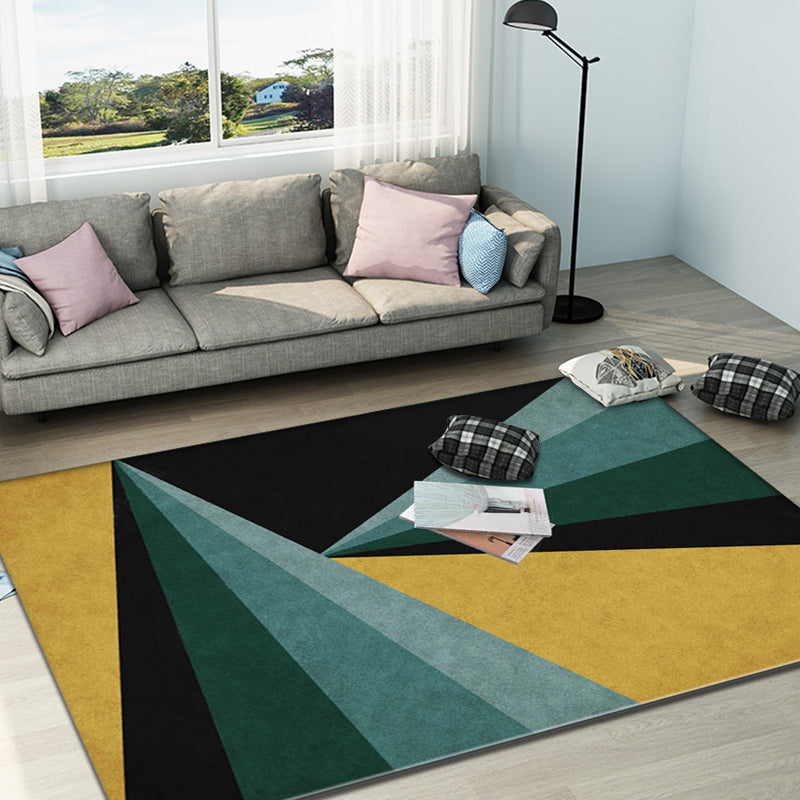 Multicolor Bedroom Rug Polyester Modernism Color Stripes Geometric Pattern Rug Washable Pet-Friendly Rug | Bowlift