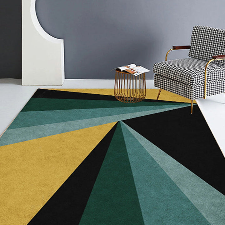 Multicolor Bedroom Rug Polyester Modernism Color Stripes Geometric Pattern Rug Washable Pet-Friendly Rug | Bowlift