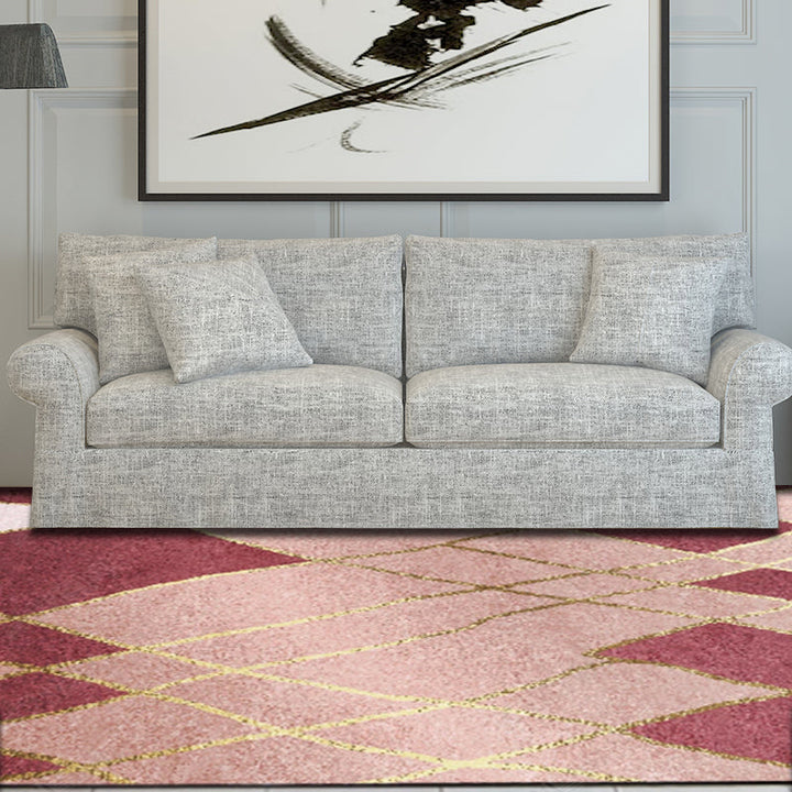 Multicolor Bedroom Rug Polyester Modernism Color Stripes Geometric Pattern Rug Washable Pet-Friendly Rug | Bowlift