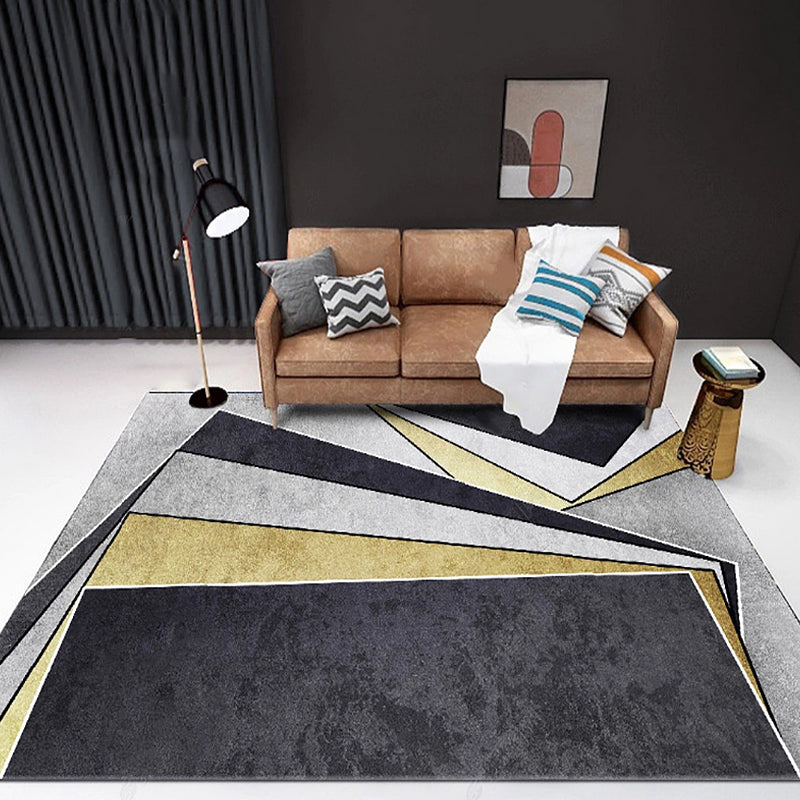 Multicolor Bedroom Rug Polyester Modernism Color Stripes Geometric Pattern Rug Washable Pet-Friendly Rug | Bowlift